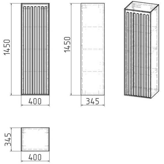 Пенал подвесной Grossman Кристалл 35 см 303543, графит матовый фото 7