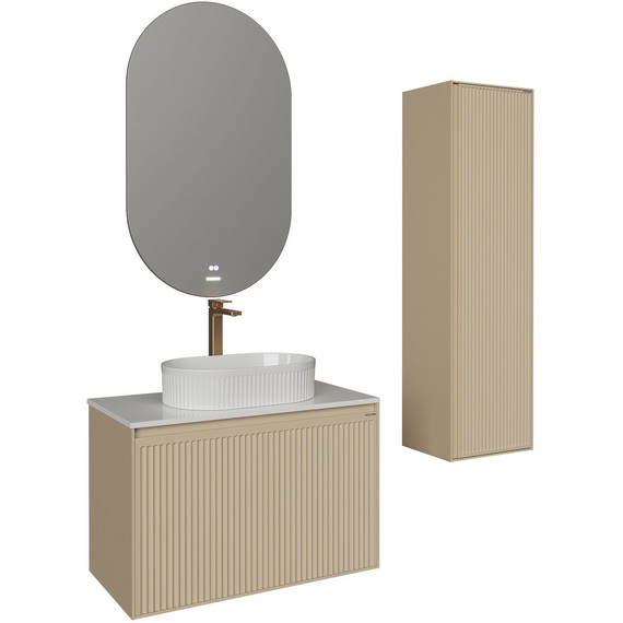 Пенал подвесной Grossman Кристалл 35 см 303544, бежевый матовый фото 3