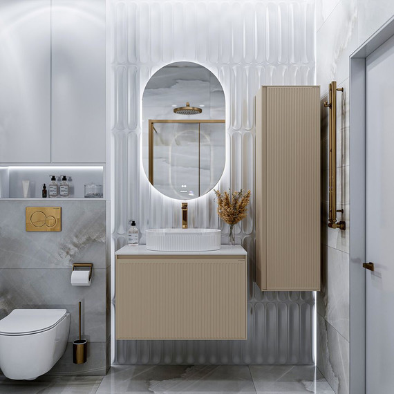 Пенал подвесной Grossman Кристалл 35 см 303544, бежевый матовый фото 4