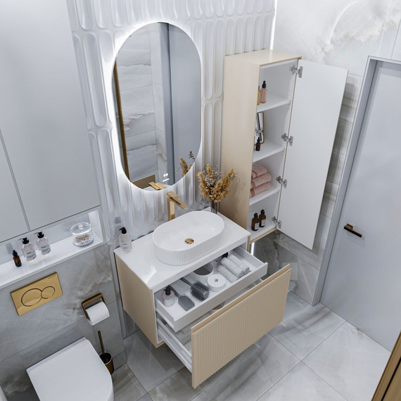 Пенал подвесной Grossman Кристалл 35 см 303544, бежевый матовый фото 5