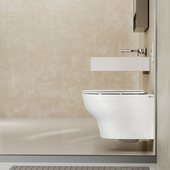 Унитаз подвесной безободковый Abber Bequem AC1128 с крышкой микролифт (система смыва Торнадо) - 6 Унитаз подвесной безободковый Abber Bequem AC1128 с крышкой микролифт (система смыва Торнадо) фото 6