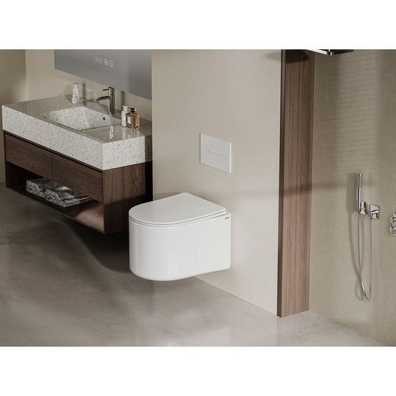 Унитаз подвесной безободковый Abber Bequem AC1129 с крышкой микролифт (система смыва Торнадо) - 5 Унитаз подвесной безободковый Abber Bequem AC1129 с крышкой микролифт (система смыва Торнадо) фото 5