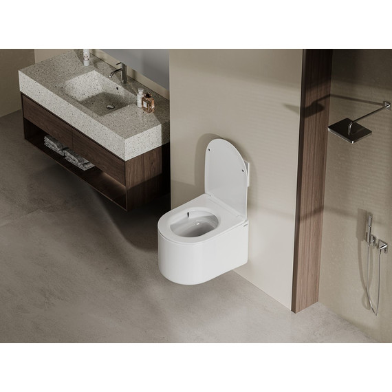 Унитаз подвесной безободковый Abber Bequem AC1129 с крышкой микролифт (система смыва Торнадо) - 6 Унитаз подвесной безободковый Abber Bequem AC1129 с крышкой микролифт (система смыва Торнадо) фото 6