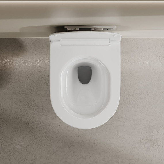 Унитаз подвесной безободковый Abber Bequem AC1129 с крышкой микролифт (система смыва Торнадо) - 8 Унитаз подвесной безободковый Abber Bequem AC1129 с крышкой микролифт (система смыва Торнадо) фото 8