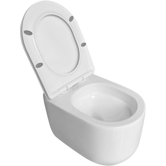 Унитаз подвесной безободковый Abber Bequem AC1129 с крышкой микролифт (система смыва Торнадо) - 3 Унитаз подвесной безободковый Abber Bequem AC1129 с крышкой микролифт (система смыва Торнадо) фото 3