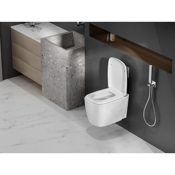 Унитаз подвесной безободковый Abber Rechteck AC1217 с крышкой микролифт (система смыва Торнадо) - 4 Унитаз подвесной безободковый Abber Rechteck AC1217 с крышкой микролифт (система смыва Торнадо) фото 4