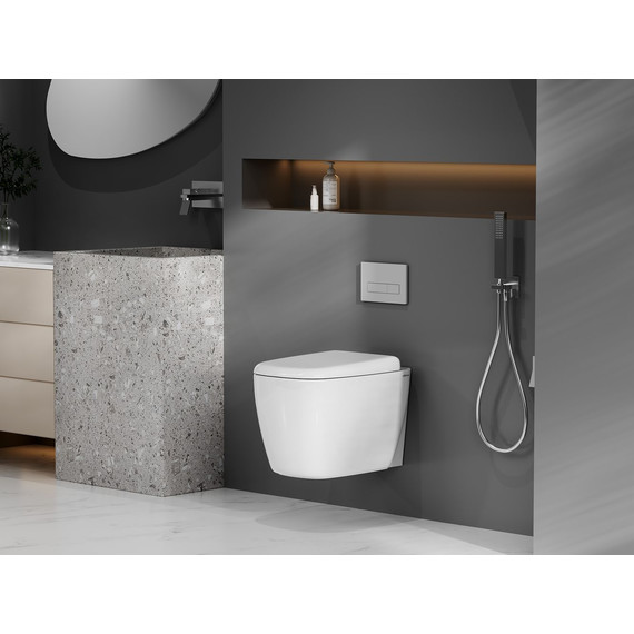 Унитаз подвесной безободковый Abber Rechteck AC1217 с крышкой микролифт (система смыва Торнадо) - 8 Унитаз подвесной безободковый Abber Rechteck AC1217 с крышкой микролифт (система смыва Торнадо) фото 8