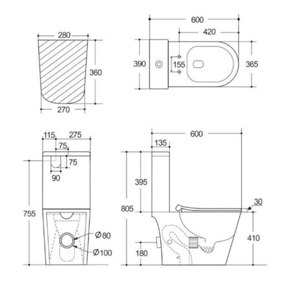 Унитаз-компакт безободковый Aquatek Либерти AQ2999T-00 с тонкой крышкой микролифт (система смыва Торнадо) фото 11