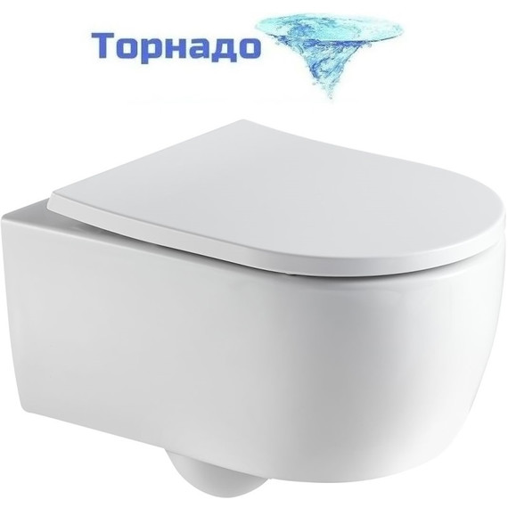 Унитаз подвесной Azario Nemi AZ-1293WH с крышкой микролифт (система смыва Торнадо) фото 