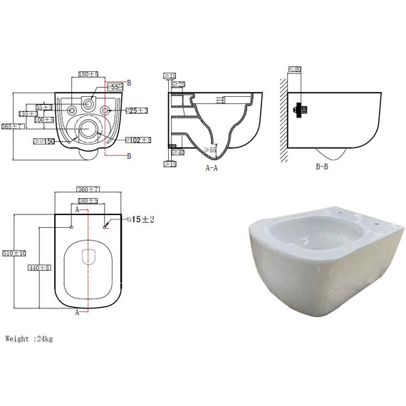 Унитаз подвесной Azario Campo AZ-1883WH с крышкой микролифт (система смыва Торнадо) фото 6