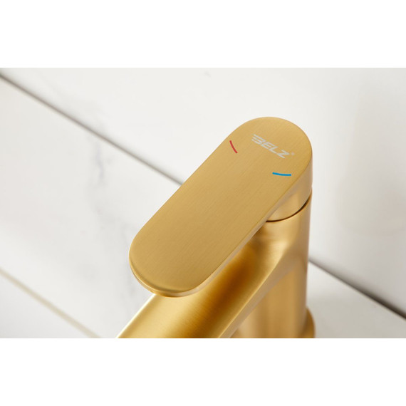 Смеситель для раковины Belz B10713-5, золото брашированное фото 20