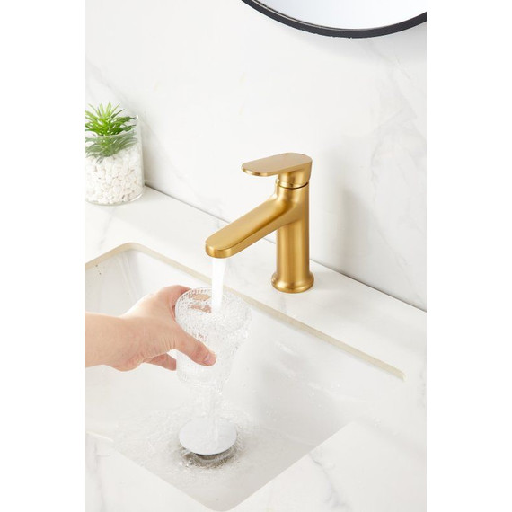 Смеситель для раковины Belz B10713-5, золото брашированное фото 4