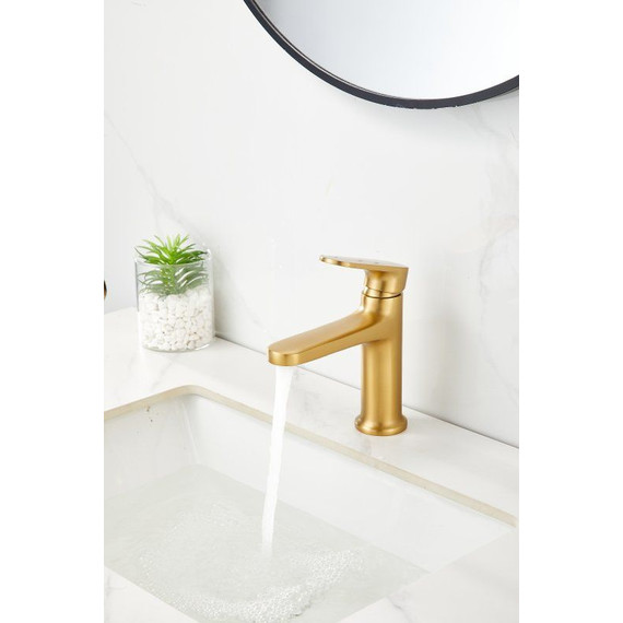 Смеситель для раковины Belz B10713-5, золото брашированное фото 6