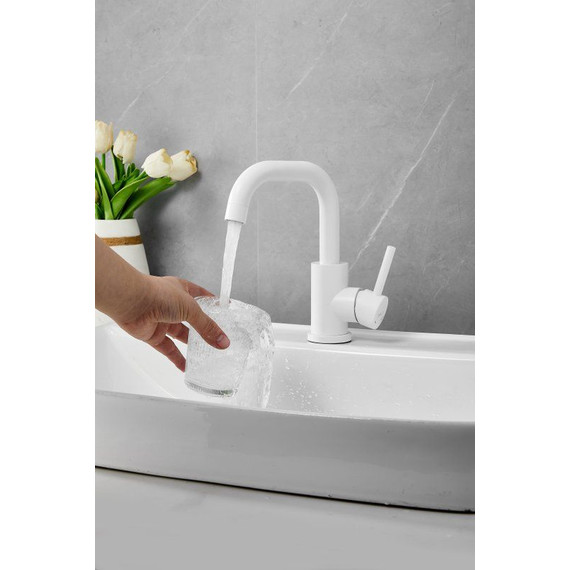 Смеситель для раковины Belz B10810-8, белый матовый фото 7