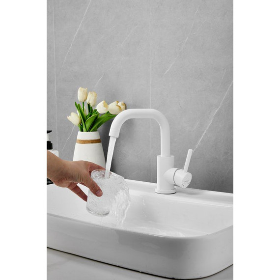 Смеситель для раковины Belz B10810-8, белый матовый фото 13