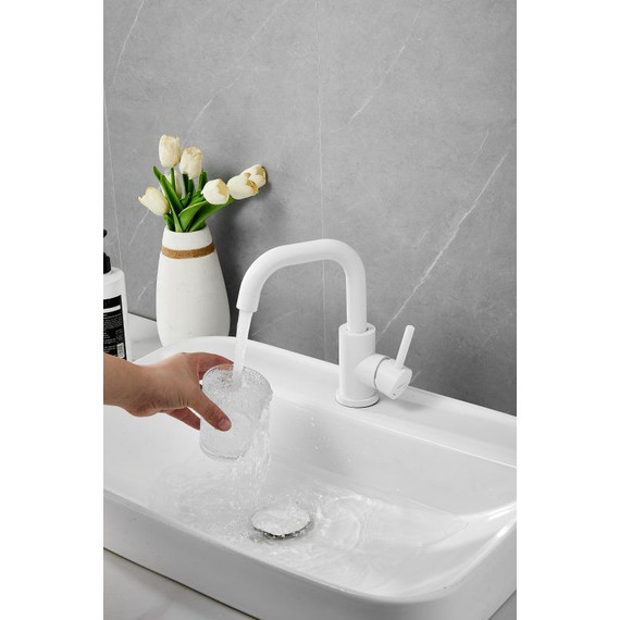 Смеситель для раковины Belz B10810-8, белый матовый фото 14