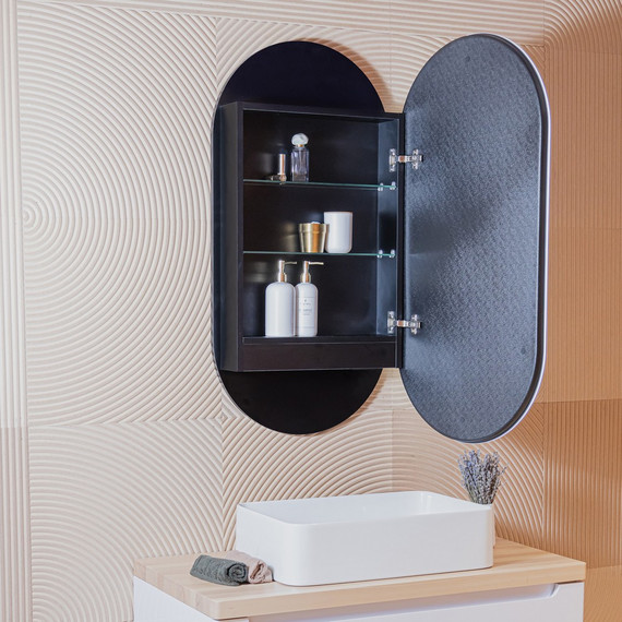 Зеркало-шкаф Abber Kontur 50 см AG6339SWHB, чёрный фото 3