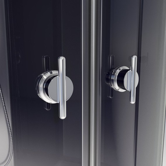 Душевая кабина Niagara Eco E90/26Q/TN/BK 90х90х195 см, средний поддон (30см), хром матовый, стекло тонированное (безсиликоновая сборка) фото 3