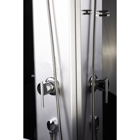 Душевая кабина Niagara Eco E90/26Q/TN/BK 90х90х195 см, средний поддон (30см), хром матовый, стекло тонированное (безсиликоновая сборка) фото 4