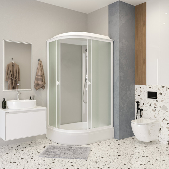 Душевая кабина Niagara Promo P120/80/26R/MT 120х80х215 см, со среднем поддоном (26см), профиль белый, стекло матовое (безсиликоновая сборка) фото 2