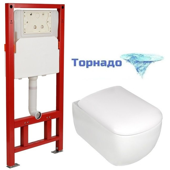 Инсталляция с подвесным безободковым унитазом AN Solana сиденье микролифт, крепление (система смыва Торнадо) фото 