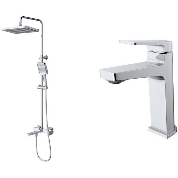 Душевой комплект BelBagno: Душевая стойка ARDENTE-VSCM-CRM + смеситель для раковины ARDENTE-LVM-CRM-W0 (Новинка 2025) фото 2