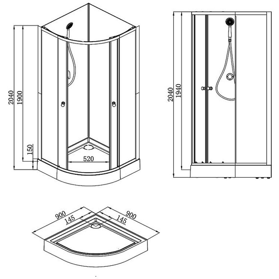 Душевая кабина Loranto Neo 90х90 см CS-21800BP, чёрный/прозрачное - 2 Душевая кабина Loranto Neo 90х90 см CS-21800BP, чёрный/прозрачное фото 2
