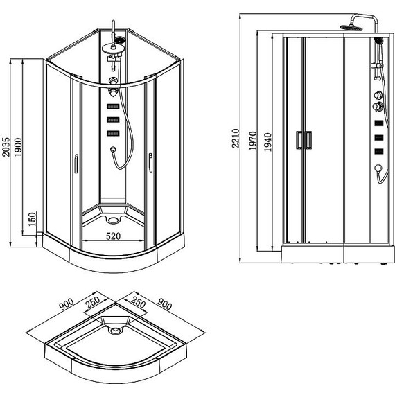 Душевая кабина Loranto Neo 90х90 см CS-21811, чёрный/прозрачное фото 2