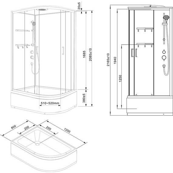 Душевая кабина Loranto Neo 120х80 см CS-22012L, хром/прозрачное - 2 Душевая кабина Loranto Neo 120х80 см CS-22012L, хром/прозрачное фото 2
