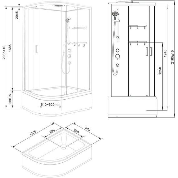 Душевая кабина Loranto Neo 120х80 см CS-22012R, хром/прозрачное - 2 Душевая кабина Loranto Neo 120х80 см CS-22012R, хром/прозрачное фото 2