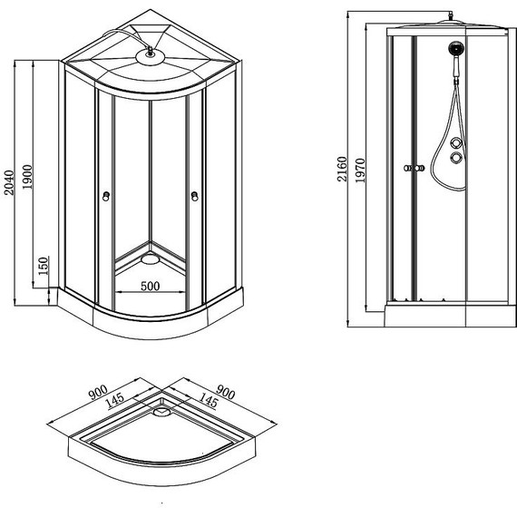 Душевая кабина Loranto Neo 90x90 см CS-22109, чёрный/прозрачное - 3 Душевая кабина Loranto Neo 90x90 см CS-22109, чёрный/прозрачное фото 3