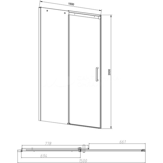 Душевая дверь Vincea Dice 150 см VDS-4D150CLB (стекло 8 мм), черный/прозрачное фото 3
