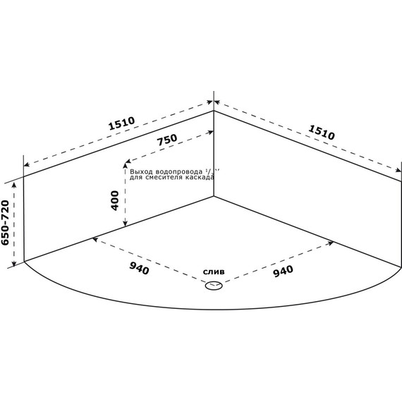 Ванна акриловая Azario Азура 150х150 см АЗВ0001 фото 4