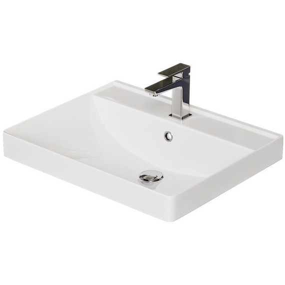 Тумба напольная с раковиной Mirsant Flat 60/2 60 см (раковина Line 60) белый фото 2