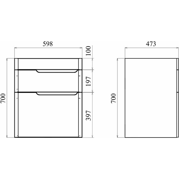 Тумба напольная с раковиной Mirsant Flat 60/2 60 см (раковина Line 60) белый фото 11