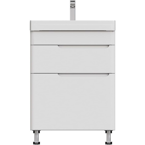 Тумба напольная с раковиной Mirsant Flat 60/2 60 см (раковина Line 60) белый фото 3