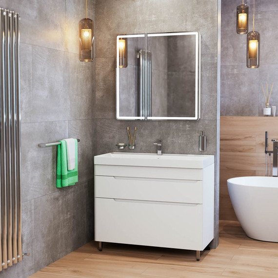 Тумба напольная с раковиной Mirsant Flat 60/2 60 см (раковина Line 60) белый фото 6