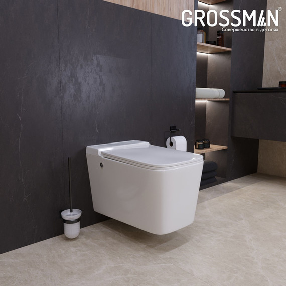 Унитаз импульсный подвесной Grossman Impuls GR-5501 с сиденьем микролифт, с инсталляцией Grossman 901.5502.01.000 в комплекте фото 9