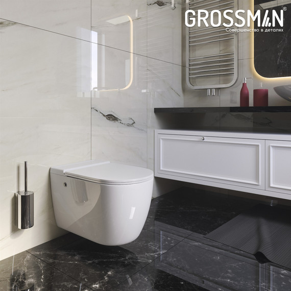 Унитаз импульсный подвесной Grossman Impuls GR-5502 с сиденьем микролифт, с инсталляцией Grossman 901.5502.01.000 в комплекте фото 10