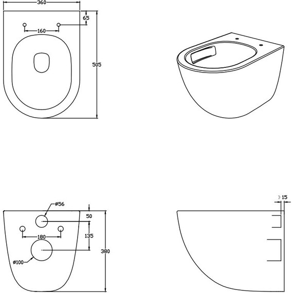 Унитаз подвесной безободковый Aquatek Гелиос AQ1993T-00 с тонкой крышкой микролифт, с полностью закрытым гидрозатвором (система смыва Торнадо) фото 16
