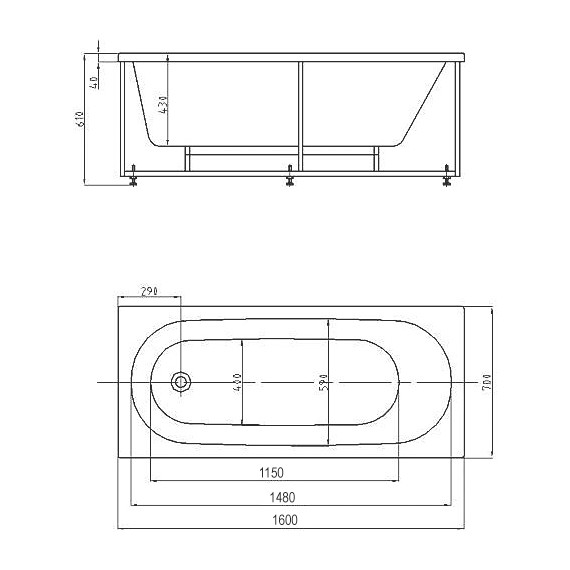 Ванна акриловая Azario Felisa 160х70 см AV.0040160 фото 4