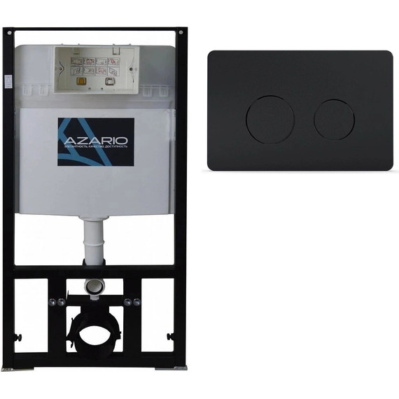 Инсталляция с подвесным унитазом комплект: Azario AZ-8010-1000 с подвесным безободковым унитазом Grado AZ-0046-UQ3 сиденье микролифт, крепление, кнопка смыва чёрный матовая (Система смыва торнадо) фото 13