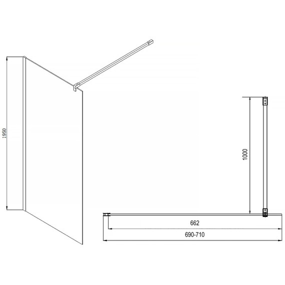 Душевая перегородка Azario Chicago Walk-in 70 см AZ-NAR6310 700 Black (стекло 8 мм) с кронштейном в комплекте, чёрный/прозрачное - 4 Душевая перегородка Azario Chicago Walk-in 70 см AZ-NAR6310 700 Black (стекло 8 мм) с кронштейном в комплекте, чёрный/прозрачное фото 4