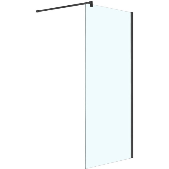 Душевая перегородка Azario Chicago Walk-in 70 см AZ-NAR6310 700 Black (стекло 8 мм) с кронштейном в комплекте, чёрный/прозрачное фото 