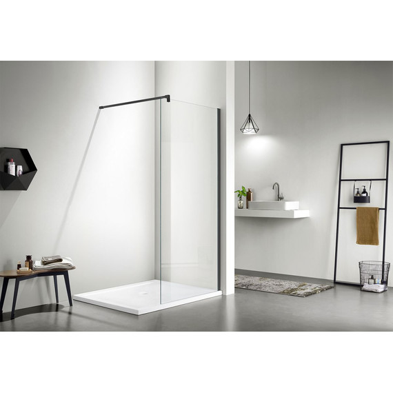 Душевая перегородка Azario Chicago Walk-in 80 см AZ-NAR6310 800 Black (стекло 8 мм) с кронштейном в комплекте, чёрный/прозрачное - 2 Душевая перегородка Azario Chicago Walk-in 80 см AZ-NAR6310 800 Black (стекло 8 мм) с кронштейном в комплекте, чёрный/прозрачное фото 2