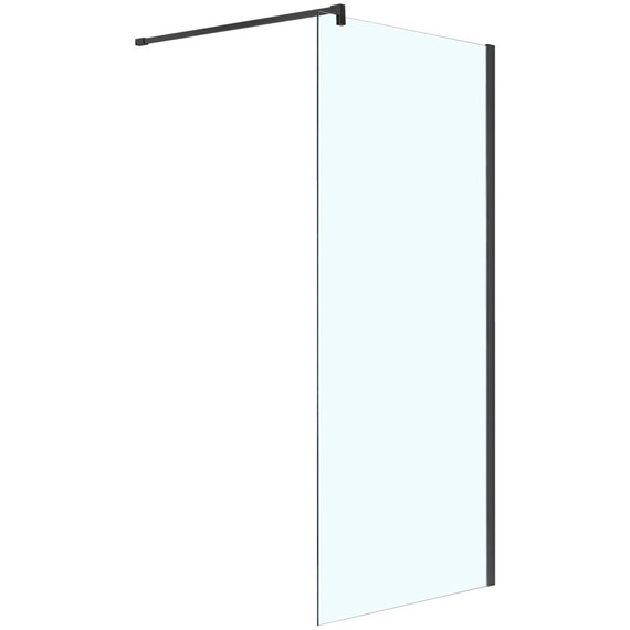 Душевая перегородка Azario Chicago Walk-in 80 см AZ-NAR6310 800 Black (стекло 8 мм) с кронштейном в комплекте, чёрный/прозрачное фото 