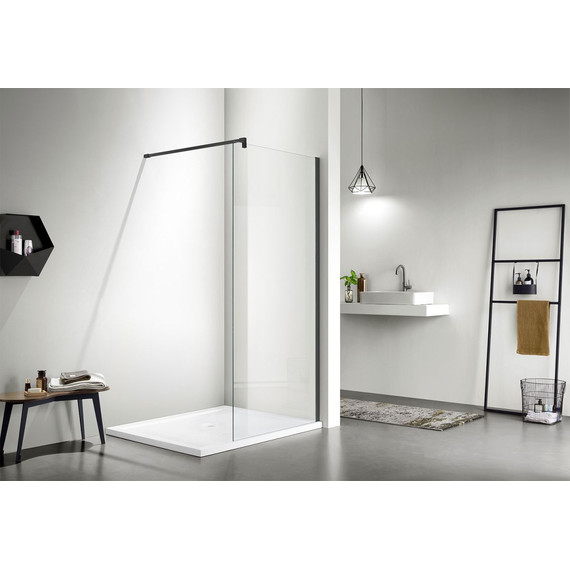Душевая перегородка Azario Chicago Walk-in 90 см AZ-NAR6310 900 Black (стекло 8 мм) с кронштейном в комплекте, чёрный/прозрачное - 2 Душевая перегородка Azario Chicago Walk-in 90 см AZ-NAR6310 900 Black (стекло 8 мм) с кронштейном в комплекте, чёрный/прозрачное фото 2