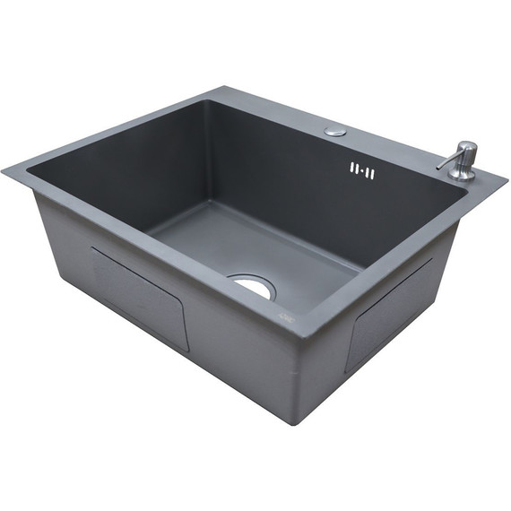 Кухонная мойка Azario Nicole AZG6050N (сифон, дозатор и коландер в комплекте) серый фото 2