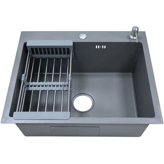 Кухонная мойка Azario Nicole AZG6050N (сифон, дозатор и коландер в комплекте) серый фото 3