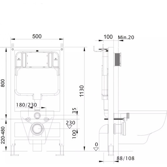 Инсталляция с подвесным унитазом комплект: Aquatek Standart 50 INS-0000012 с подвесным безободковым унитазом Azario Grado AZ-0046-UQ3 сиденье микролифт (Система смыва торнадо) фото 15